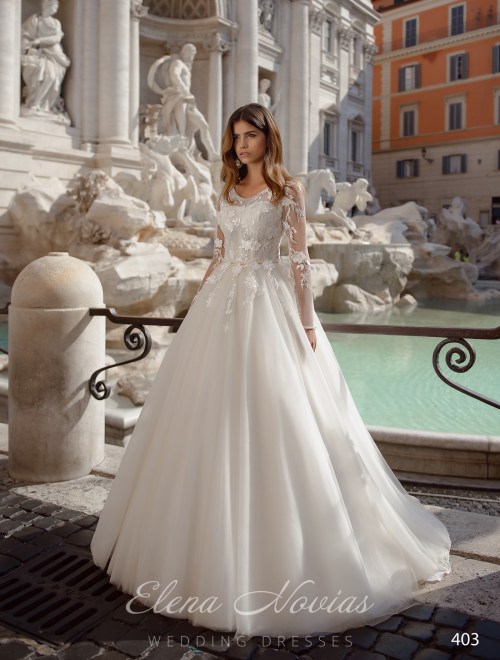 Пышное свадебное платье с длинными рукавами  оптом от Elena Novias 403